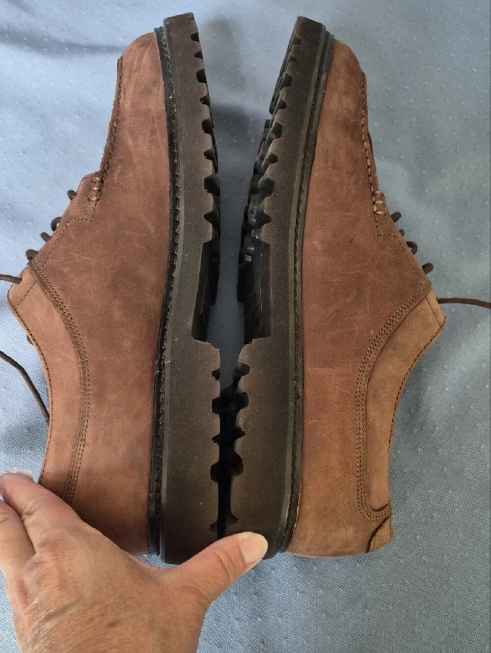 Sebago Extra Light Mens 10 Brown Suede Moc Toe Oxford Shoe Lug Sole Quiet Luxury